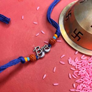 Silver Bro muchhad blue thread rakhi