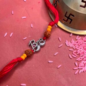 Silver Bro muchhad red thread rakhi