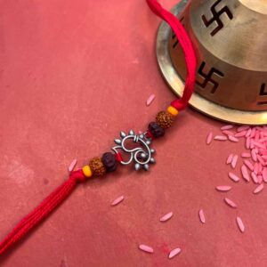 925 Silver ganpati rakhi in cotton threads