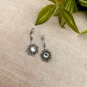 Bugadi Silver Floral Earrings