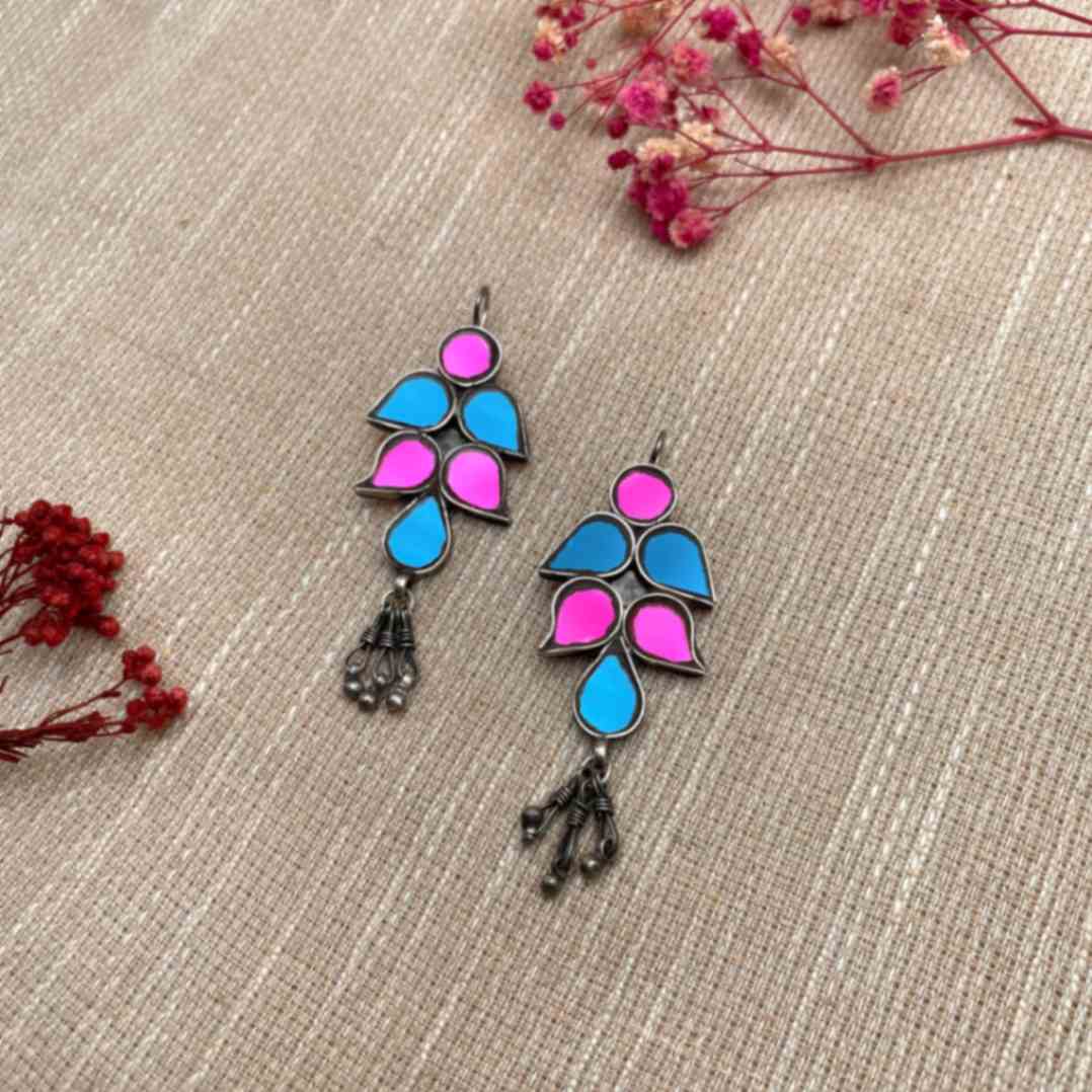 Kanchi silver mirror earrings