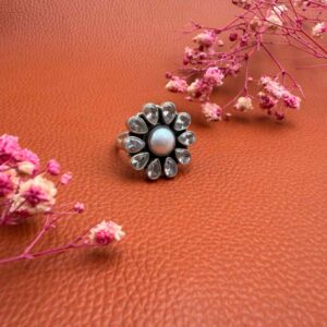 Phool Pearl Silver Ring