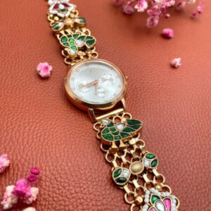 Silver kundan watch