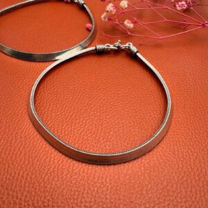 Flat Plain silver anklet