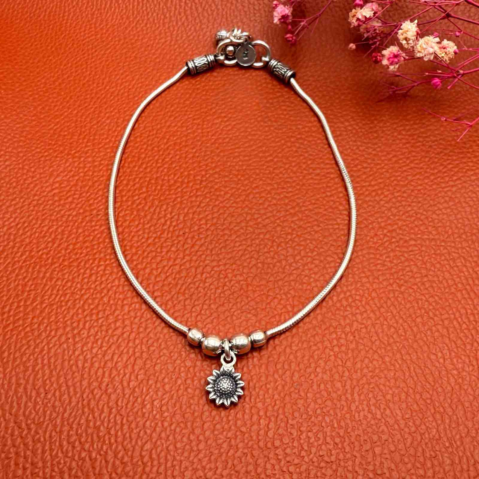 Sunflower silver anklet