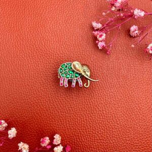 Haathi Dual tone kundan Silver Ring
