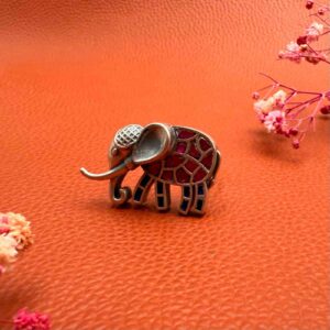 Haathi kundan Silver Ring