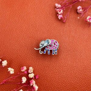 Haathi kundan Silver Ring