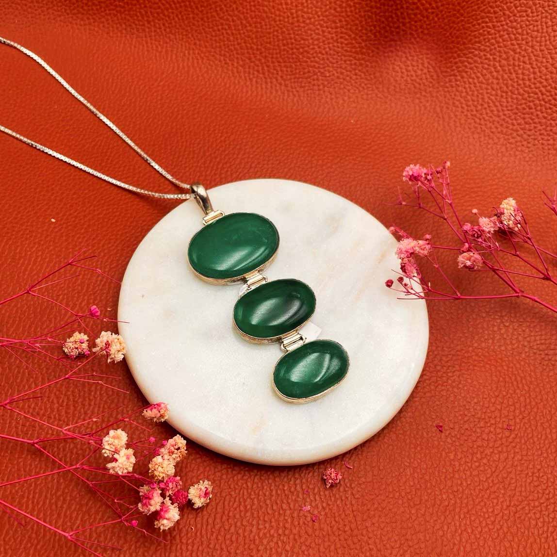 Infinity Green Silver Pendant