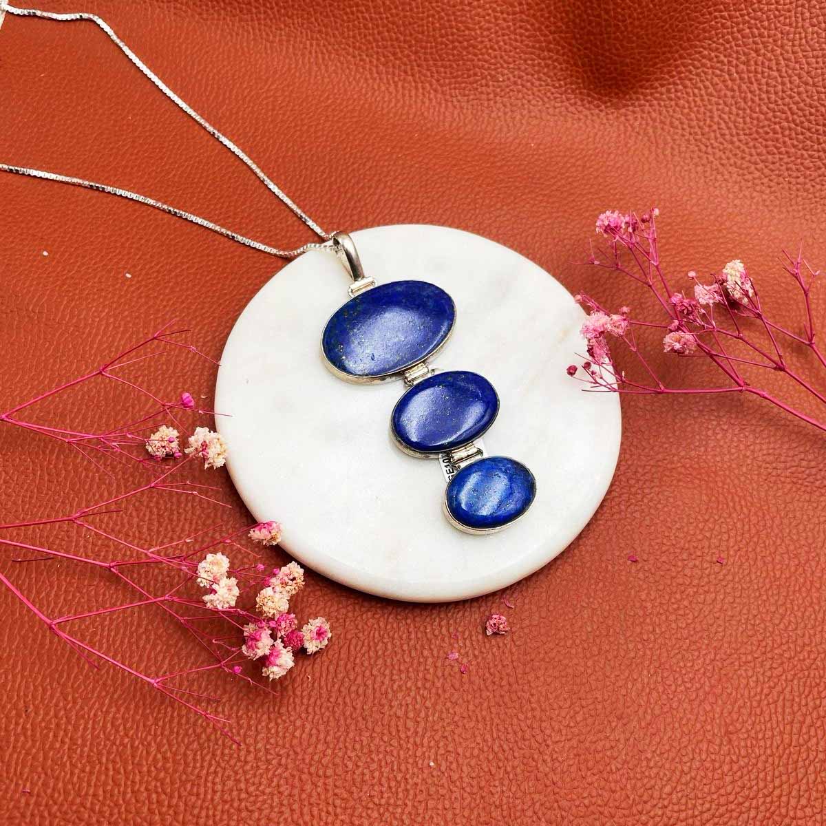 Infinity Lapis Silver Pendant