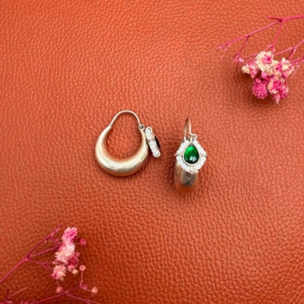 Silver Ivy kundan hoops