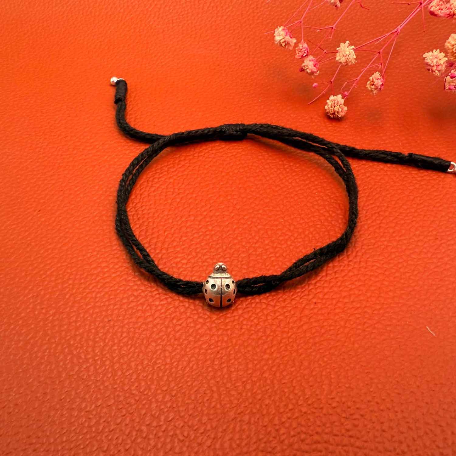 Lady bird silver nazarbattu anklet