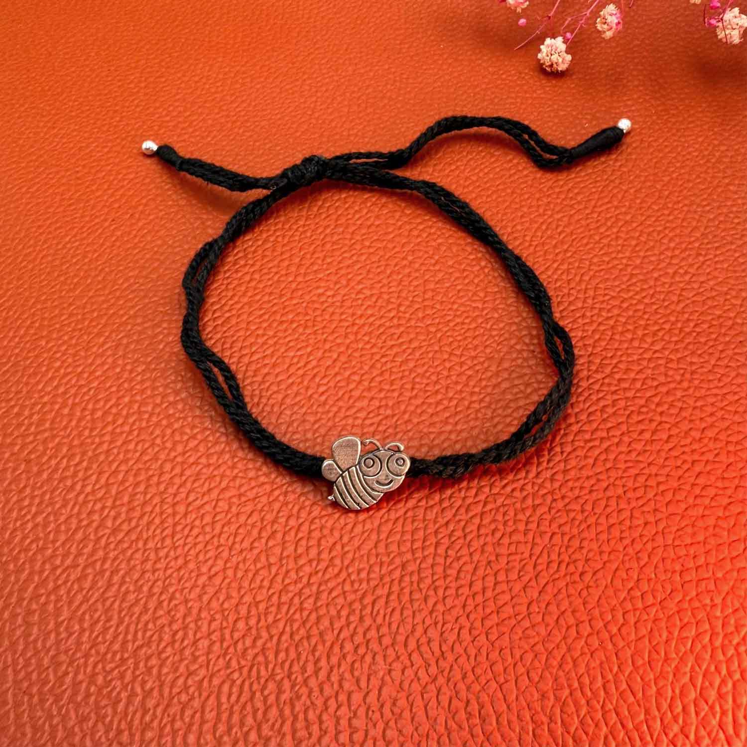 Honey bee silver nazarbattu anklet
