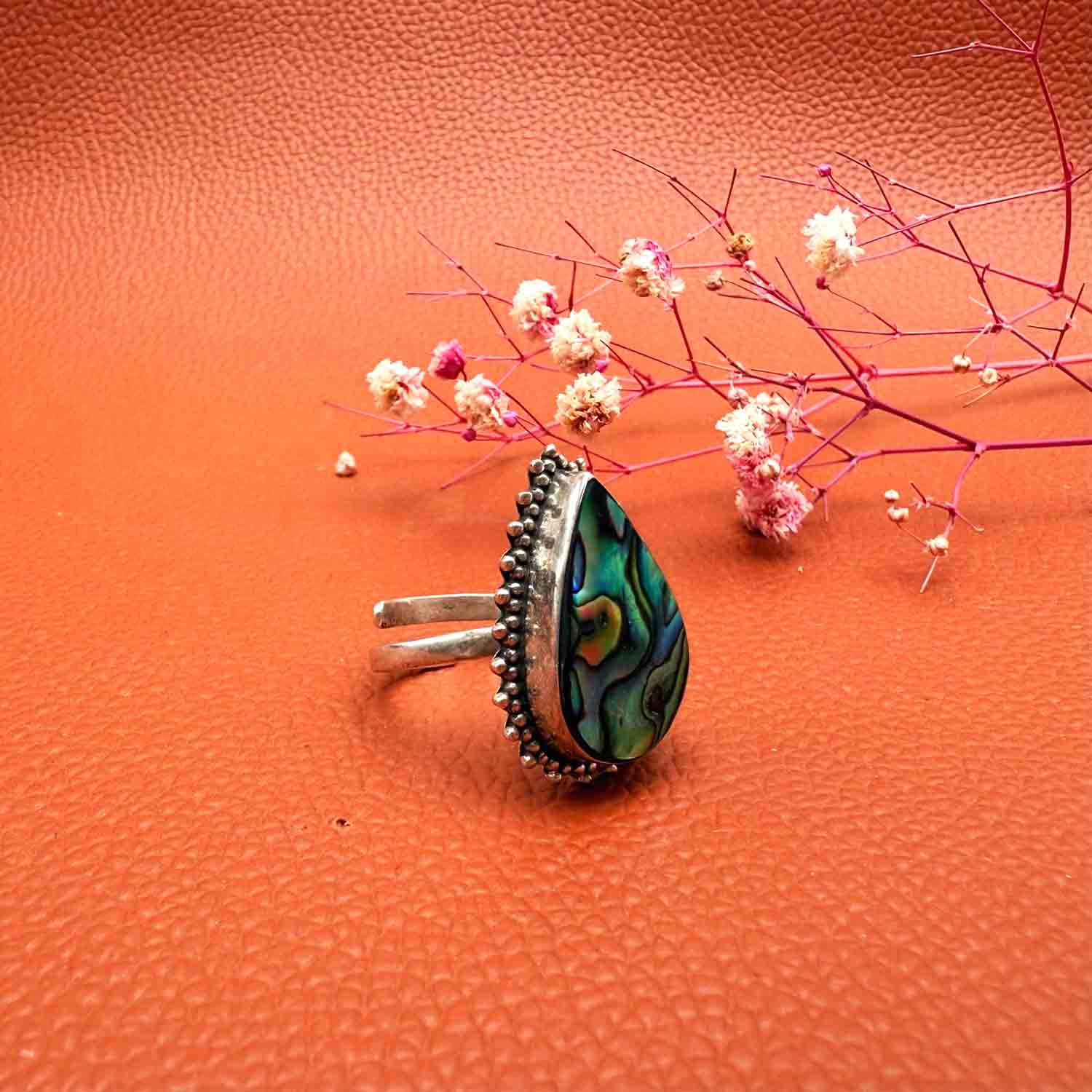 Shell pearl silver ring