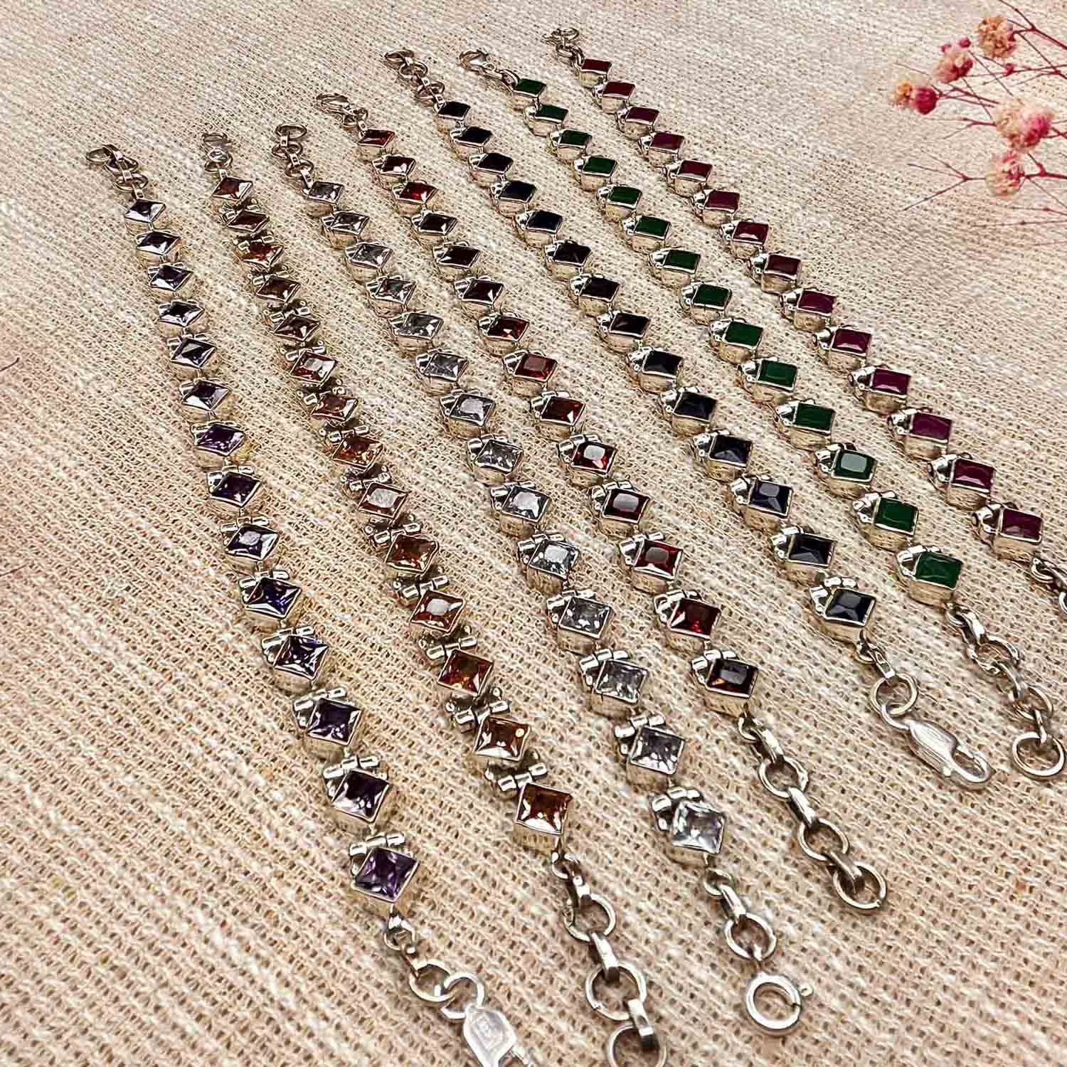 Tennis AD Stone Silver bracelet