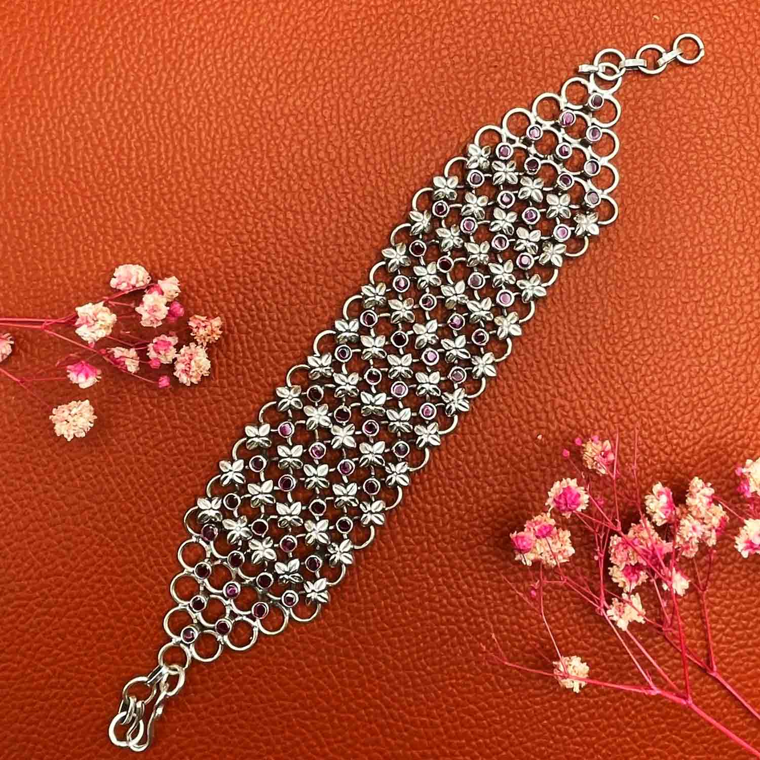 Lavanya Pink Silver Bracelet
