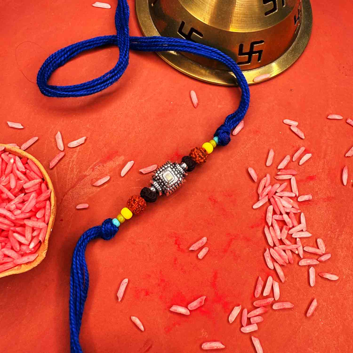 bandhan silver beads rakhi