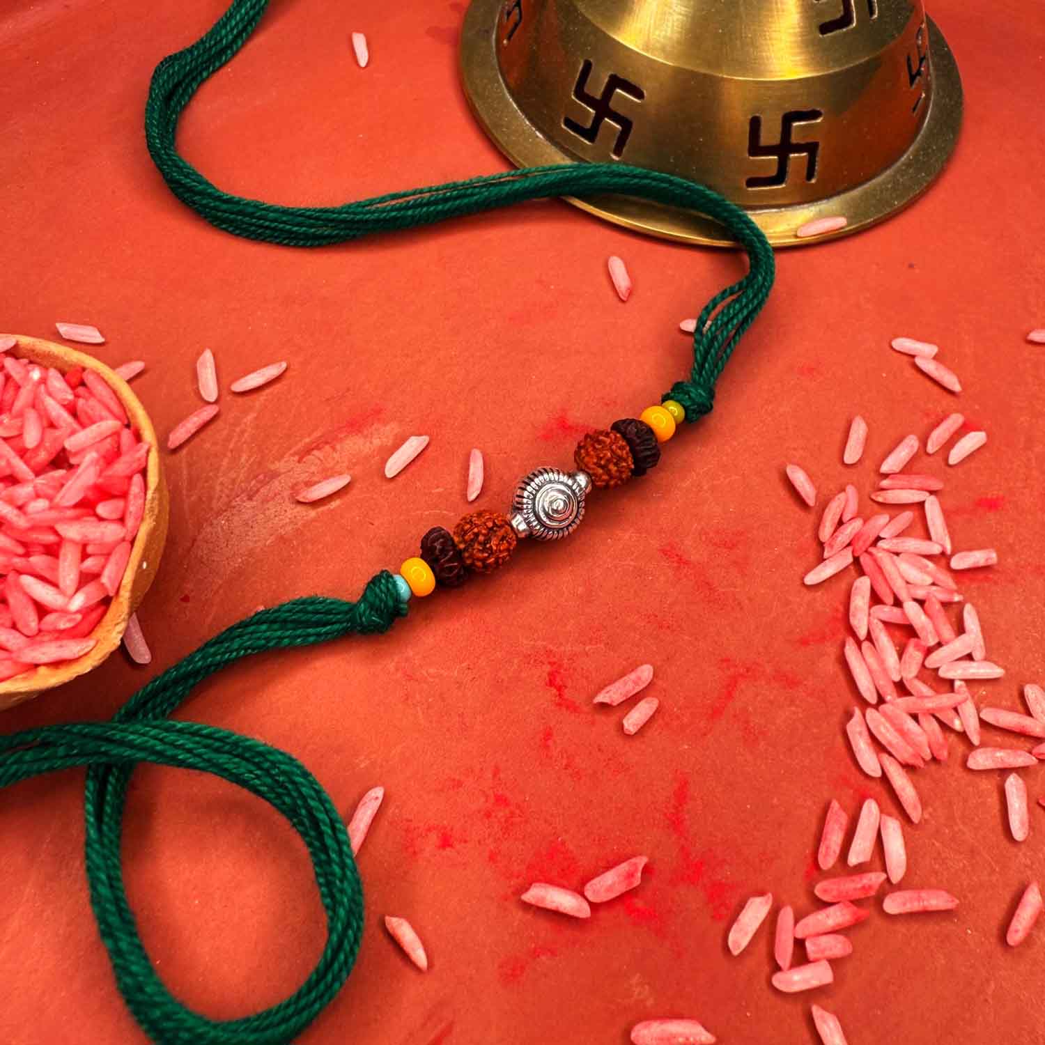 Silver beads rakhi