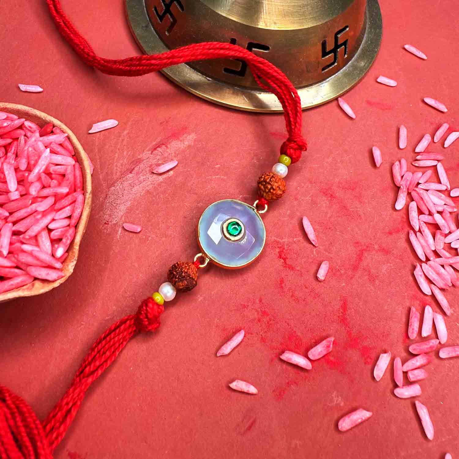 Kundani Silver Rakhi