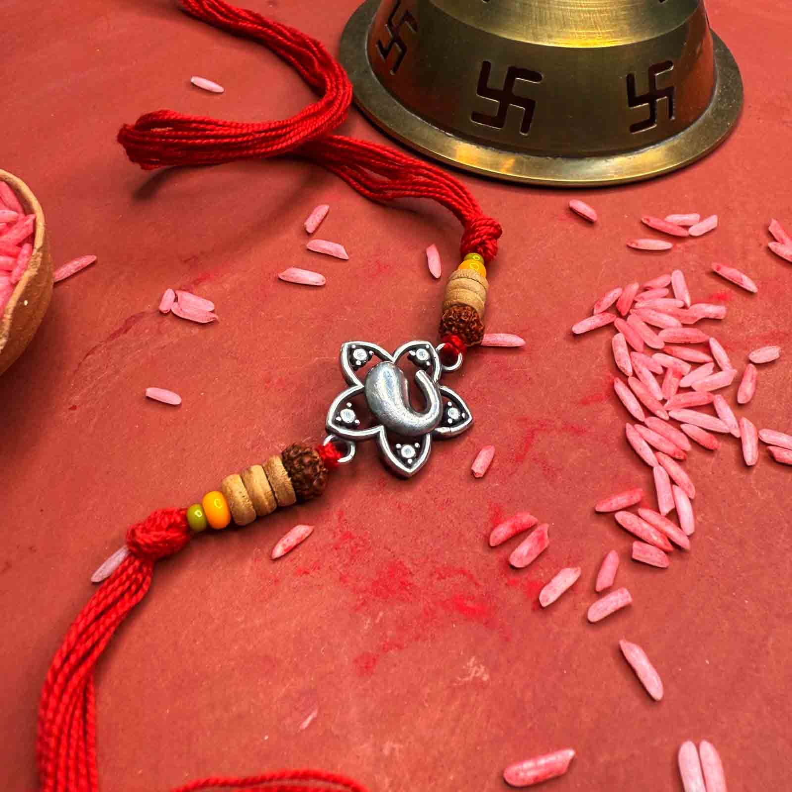 Ganesha rakhi in silver