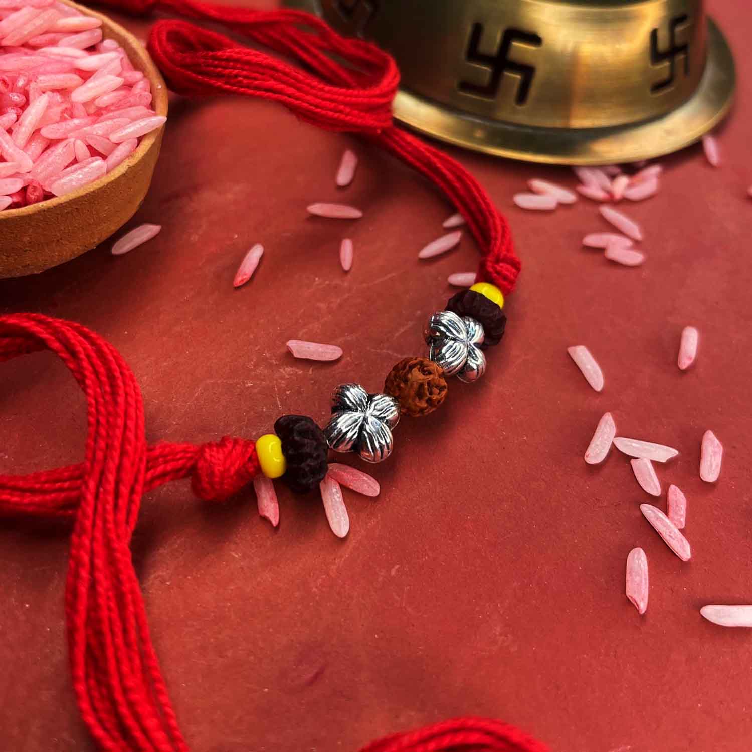 Bandhan silver beads rakhi