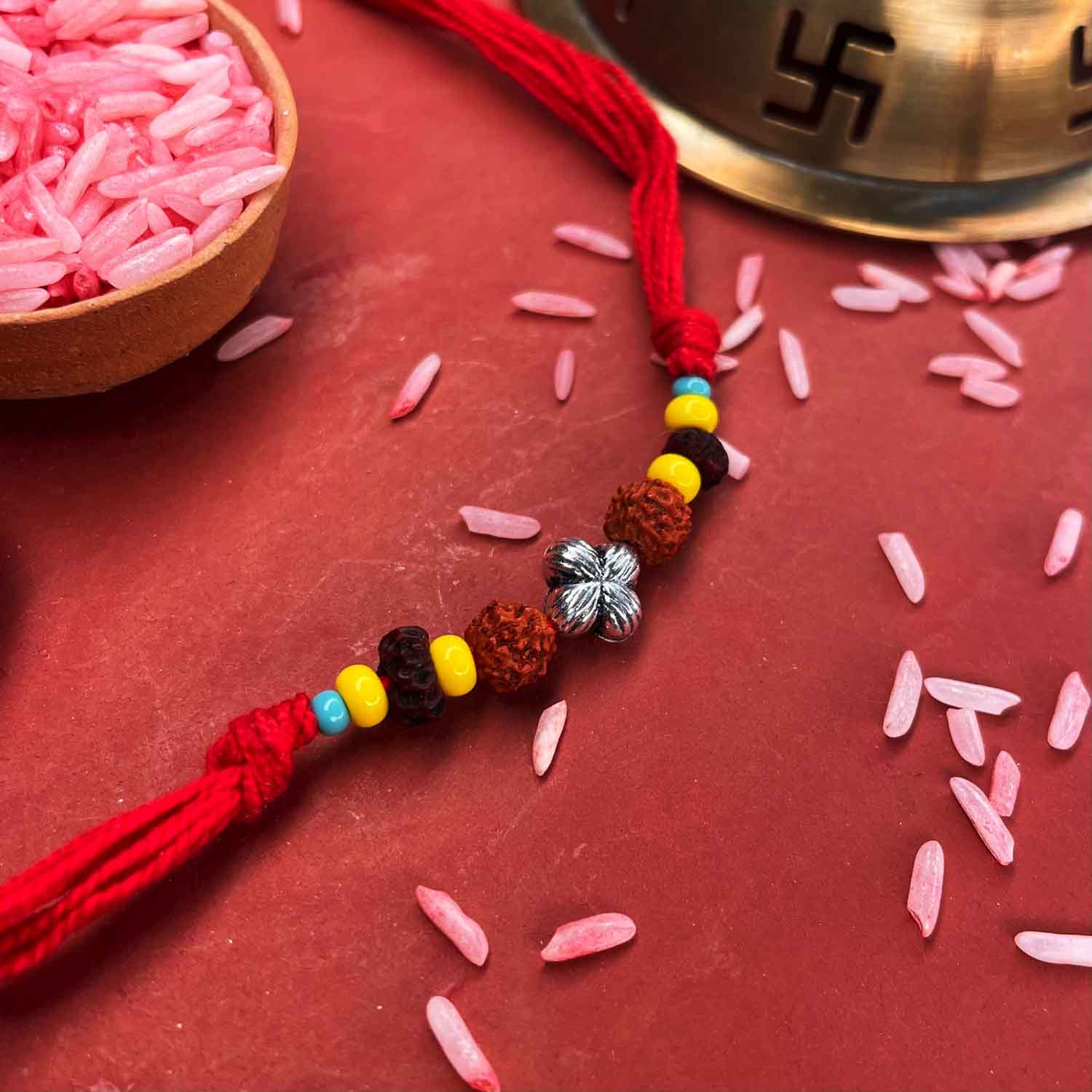 Bandhan silver beads rakhi