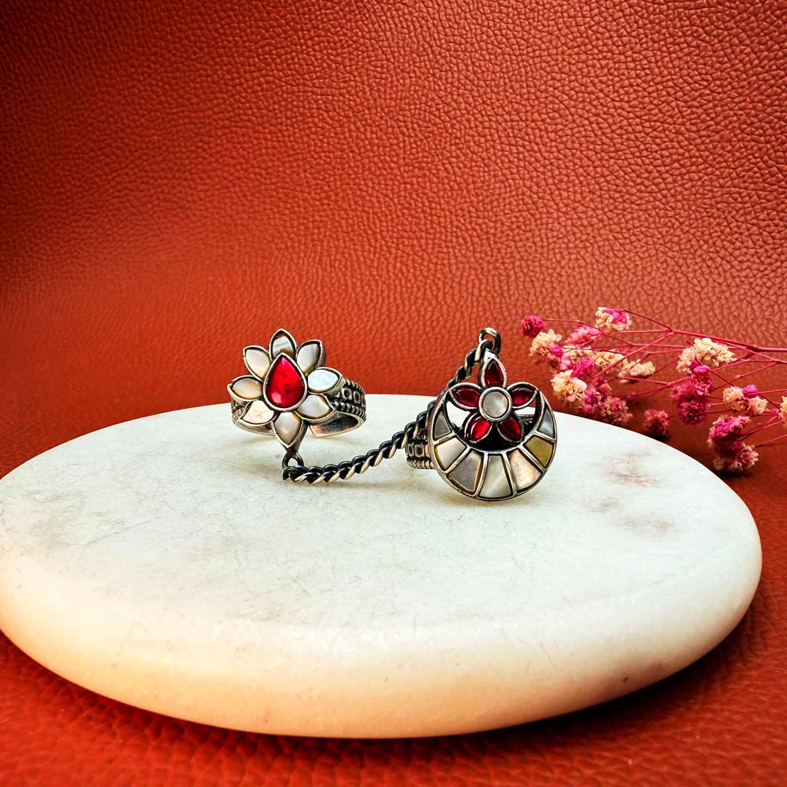Chandrika Kundan Double Silver ring