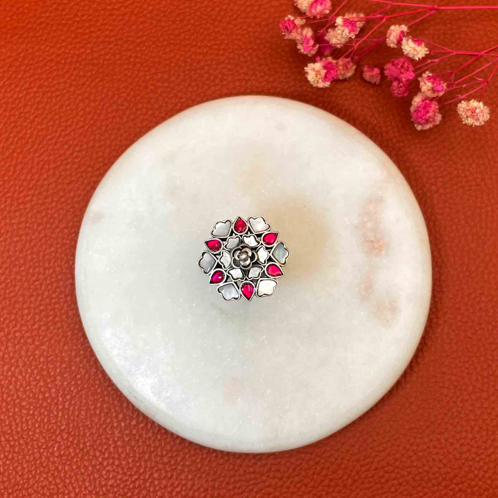 Kundan silver ring