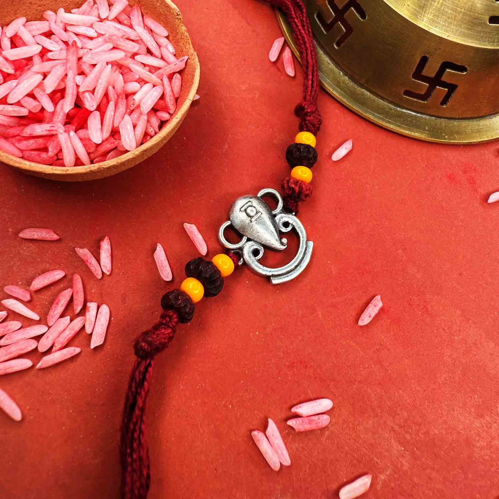 Gannesha Silver Rakhi