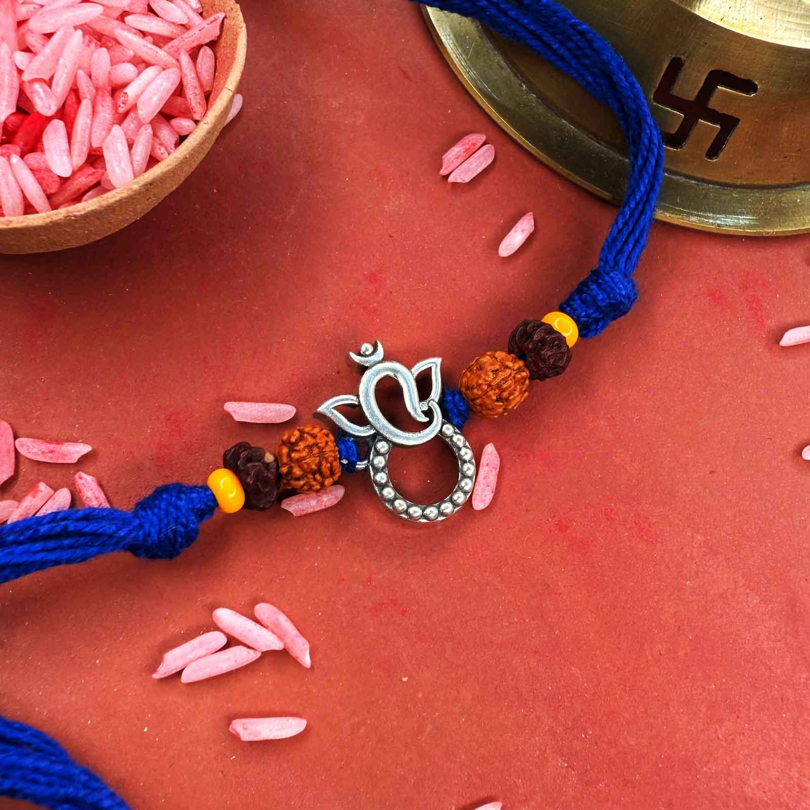 Ganesha silver rakhi