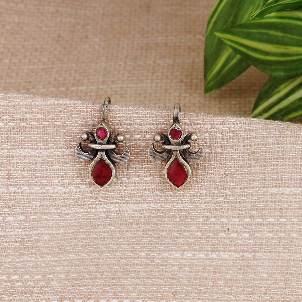 Silver baka earrings - Pink