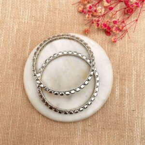 Pink AD Stone Silver Bangles