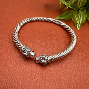 Twirl AD stone silver kada anklet - Single