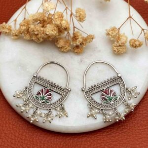 Silver tribal parrot earring