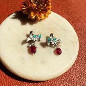 Mor Silver Earclip - Pink Turquoise