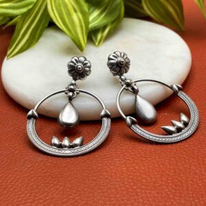 Silver Earring with Hanging and a Hoop